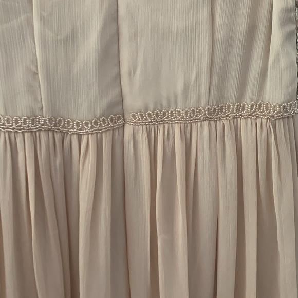 Adrianna Papell Rose champagne Beaded‎ Bodice Dress sz 4 wedding chiffon prom - Picture 7 of 16